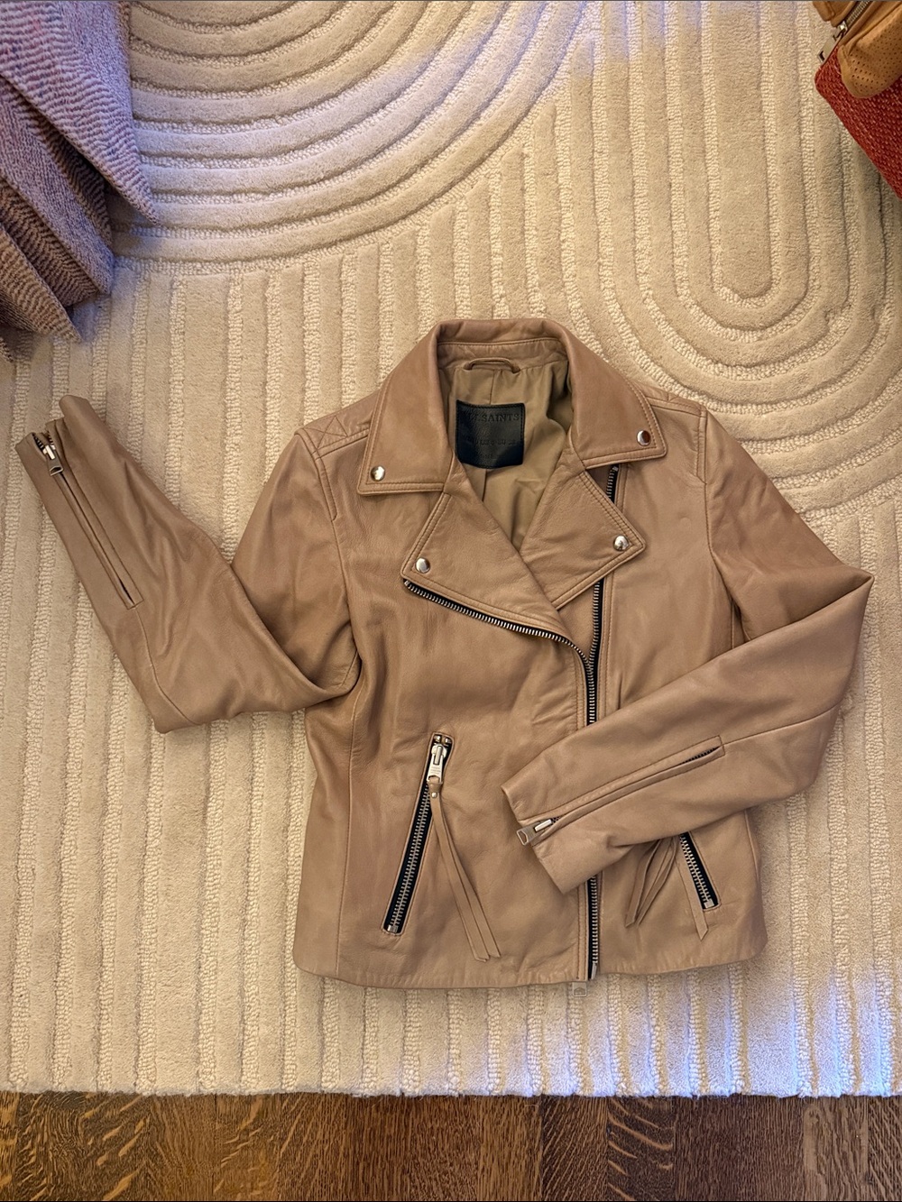 All Saints Women's Leather Jacket - Taupe